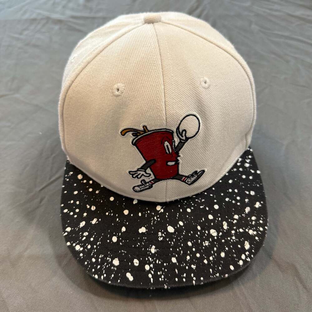 Ecko Unltd Red Cup Character Snapback Hat White Splatter Brim Hip Hop Cap